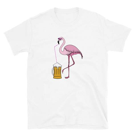 Funny Flamingo Drinking Beer Tropical Party Unisex T Shirt Etsy