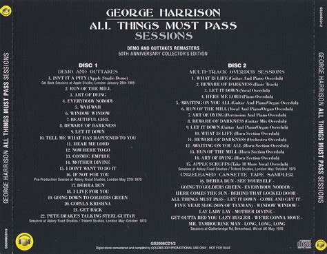 George Harrison 2 Cd All Things Must Pass Sessions