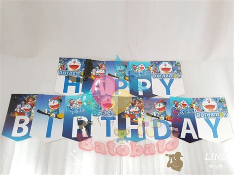 Banner Ulang Tahun Motif Doraemon Banner Happy Birthday Banner Hbd