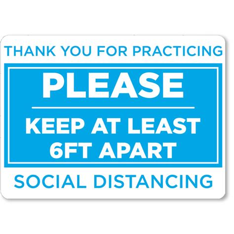 Please Keep Your Distance 165 X 12 Bluewhite Floor Sign Safety