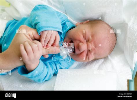 Crying Newborn Baby Infant In The Hospital Stock Photo Alamy