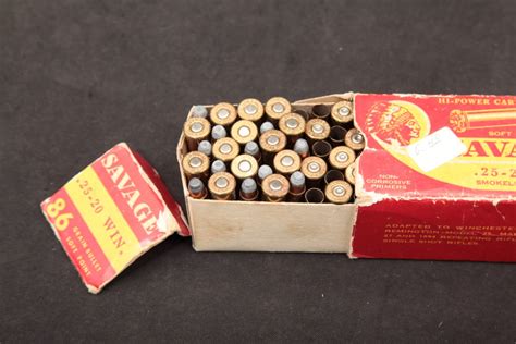 24x 25 20 Win Vintage Savage Ammunition In Original Box 86 Grain Jsp