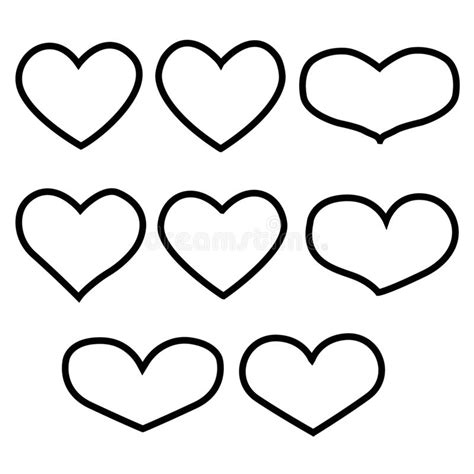 Set Of Outline Hand Drawn Heart Iconvector Heart Collection