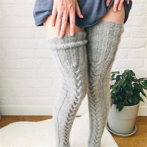 Knitting Pattern Thigh Higs Socks Plus Size Cable Knit Socks Etsy In 2020 Thigh High Socks