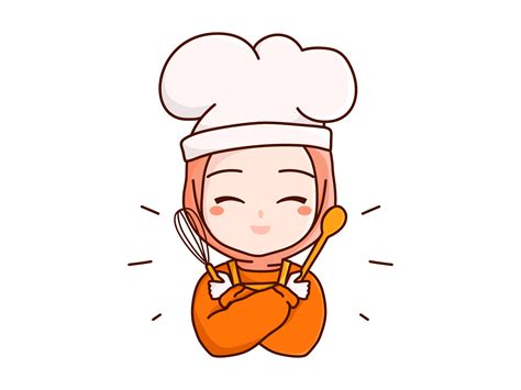 Chef Muslimah Vector Png Cute Chef Muslimah Cartoon Hd 1c6