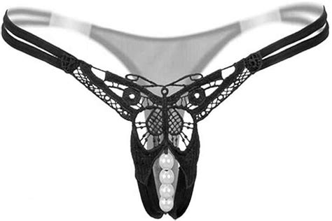 ELLEN Women Sexy Lingerie Open Crotch Thong G Strings With Pearl