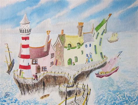 Original Signed Art Painting Quirky Lighthouse Seaside Co Flickr