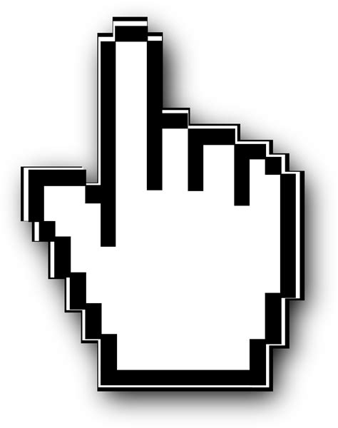 Clipart Image Of A Black And White Cursor Hand With Pointer Finger Png