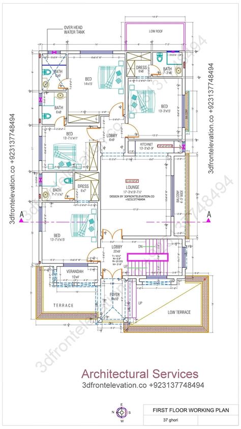 Corner Plot 45 X 90 At Architectural Layout House Plan 3 Story With