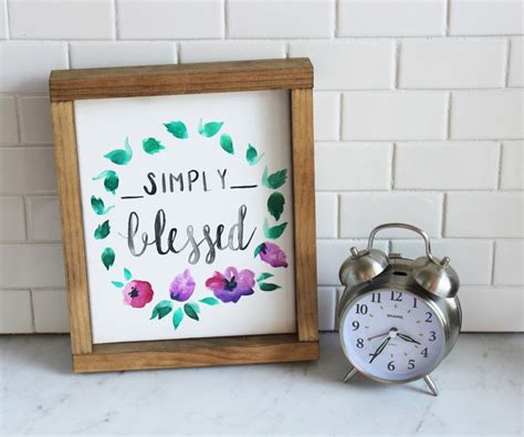 Simply Blessed Canvas Canvas Art Wood Frame Watercolor Etsy Wood