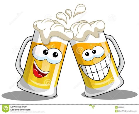 Illustration About Cartoon Beer Mug Making Cheers On White