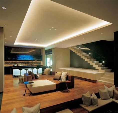 Led Indirect Lighting Elegant Living Room With Discreet Rectangular