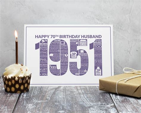 70th Birthday Card Husband Happy 70th Birthday Husband Etsy