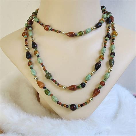 Multi Color Lucite Beaded Necklace Mixed Beads Vintage Flapper Etsy
