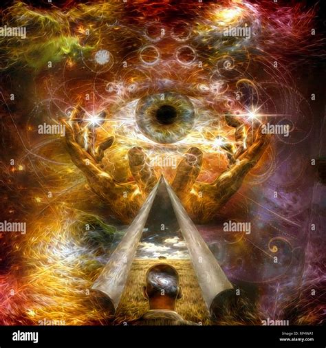 Spiritual Painting Hands Of Creator And All Seeing Eye Revelation Of