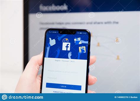 Create an account or log into facebook. Tula, Russia - February 18, 2019: Facebook Social Media ...