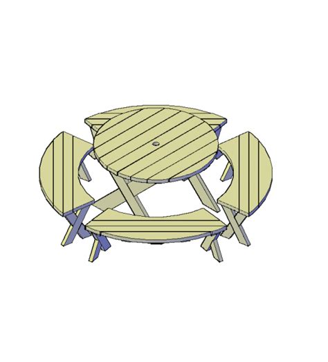 3d Autocad Dwg Of A Round Picnic Table Thousands Of Free Cad Blocks