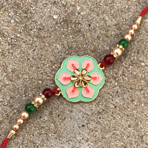 Kundan Meena Bracelet Rakhi For Brother Buy Online Fancy Rakhi