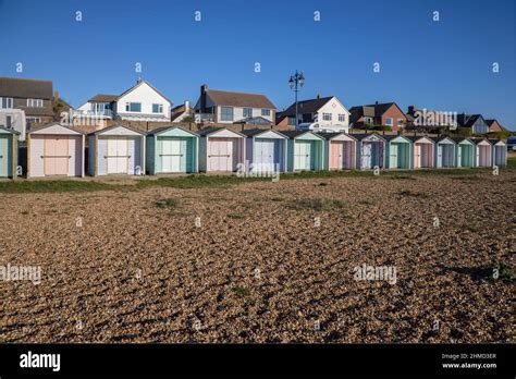 Beach Huts At Eastney Beach At Southsea Portsmouth Hampshire Stock