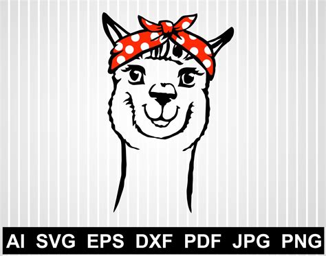 Llama svg free cuts for cricut Llama with bandana vector | Etsy