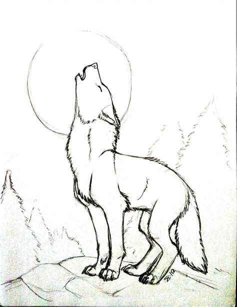 Wolf Howling Moon Drawing Wolf Howling At Moon Drawing At Getdrawings