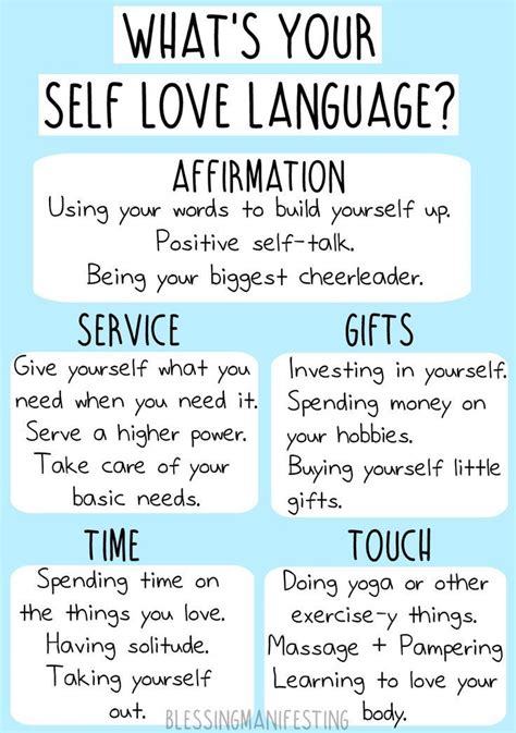 5 Self Love Languages What A Great Idea Based Off Of The 5 Love