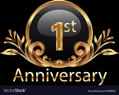 1st Anniversary Birthday In Gold Royalty Free Vector Image