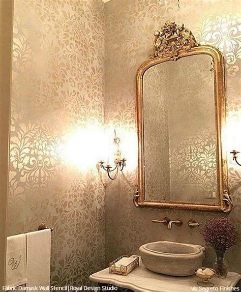 Wall Stencils The Secret To Remodeling Your Bathroom On A Budget Damask Wall Stencils Damask
