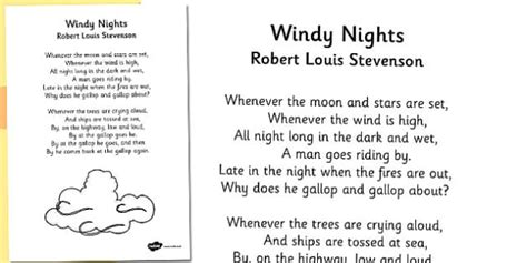 R L Stevenson Windy Nights Poem Hecho Por Educadores