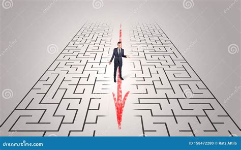 Businessman Going Through The Maze Stock Photo Image Of Challenge
