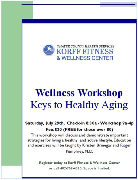 Workshop For Healthy Aging Flyer Thayer County Health