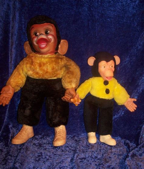 Pair Of Vintage Toy Monkeys With Rubber Features Toy Monkey Vintage