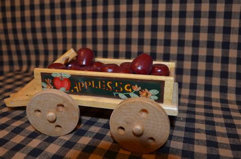 Miniature Wooden Apples Cartwagon With Moving Wheels And Etsy