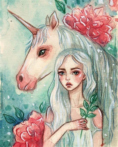 9365 Art Illustrationgirl Draweveryday 365art Watercolor Unicorn