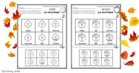 Free Fall Cut And Paste Worksheets Identifying Emotions Smart Cookie
