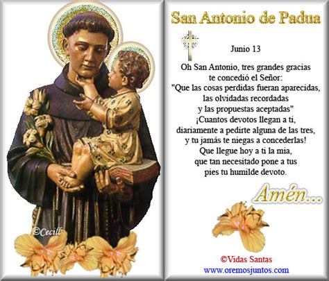 Vidas Santas Estampitas Y Oraciones A San Antonio De Padua