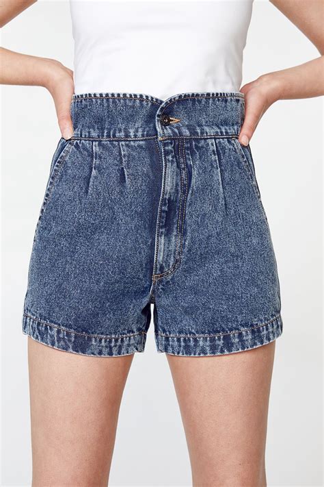 Denim Pleat Short In Vintage Denim Women Pleated Shorts Denim Trends