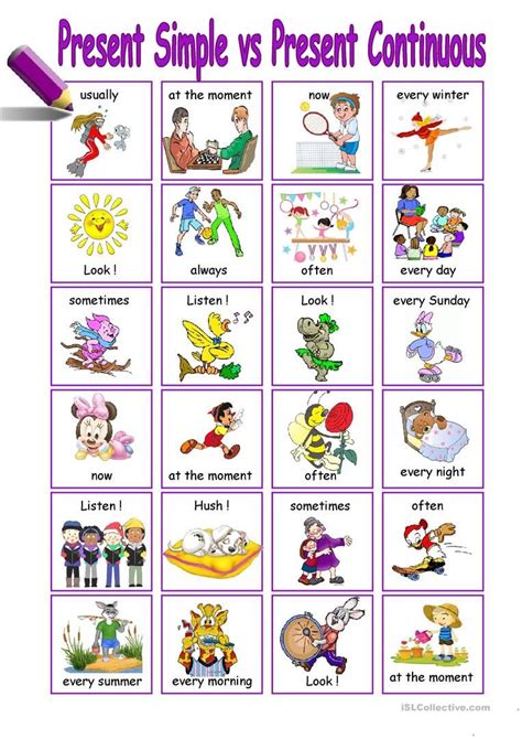 Present Simple Vs Present Continuous Easy Writing Activities English