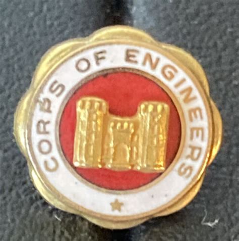 Vtg Us Army Corps Of Engineer 110 10k Gold Filled Enamel Service Pin