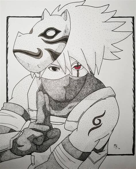 Stippling Kakashi Drawing Reference Used Naruto