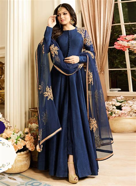 Buy Drashti Dhami Blue Anarkali Suit Embroidered Anarkali Suit Online