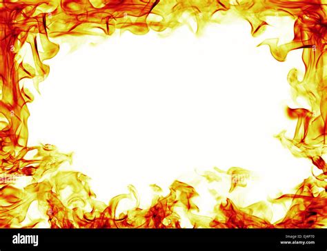 Fire Flames Frame On White Background Stock Photo Alamy