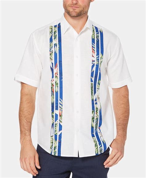 Cubavera Mens Printed Striped Short Sleeve Linen Shirt Macys