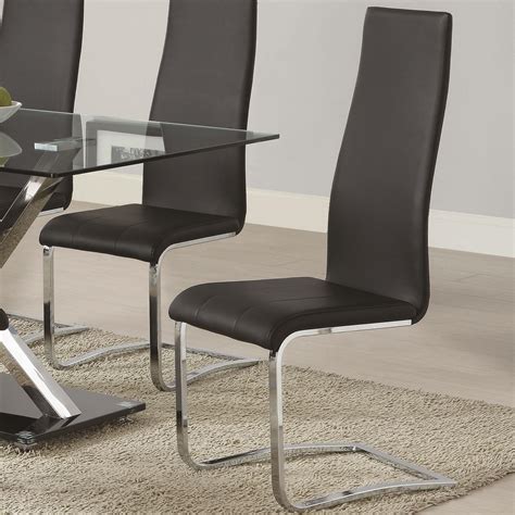 Modern Dining Black Faux Leather Dining Chair With Chrome Legs