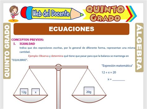 Ecuaciones Lineales Para Quinto Grado De Primaria Web Del Docente