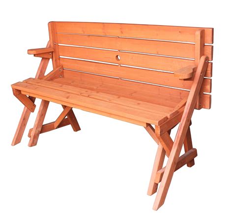 Wooden Folding Bench Picnic Garden Seat Table 2 In 1 Outdoor Seats Upto