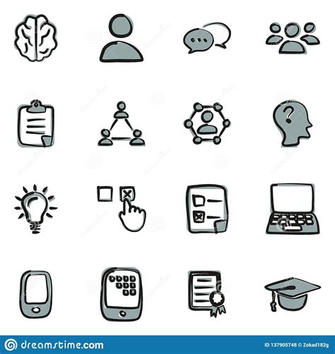 Quiz Or Pop Quiz Icons Freehand 2 Color Stock Vector Illustration Of