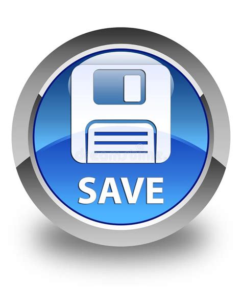 Save Floppy Disk Icon Glossy Blue Round Button Stock Illustration