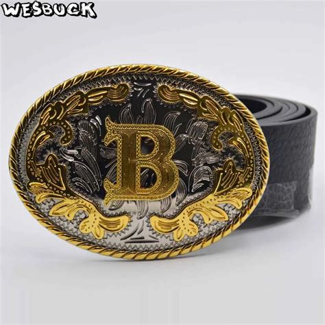 5 Pcs Moq Wesbuck Brand Gold B Initial Letter Cowboy Belt Buckle With