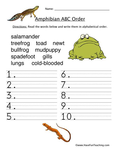 Amphibians Worksheets For Kids